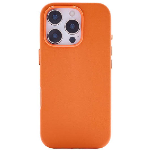 iPhone 16 Pro Max Gizli Magsafeli Vegan Deri Telefon Kılıfı - Turuncu